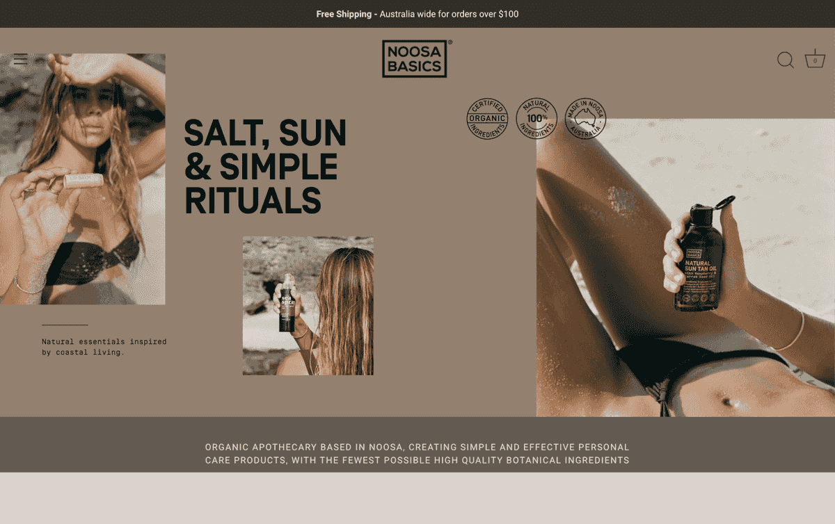 Noosa Basics — E-commerce · Skincare project by DotVertex
